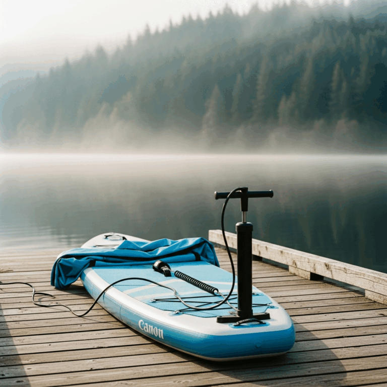 inflatable stand up paddle board laid out on a pacific north 20260303 065214