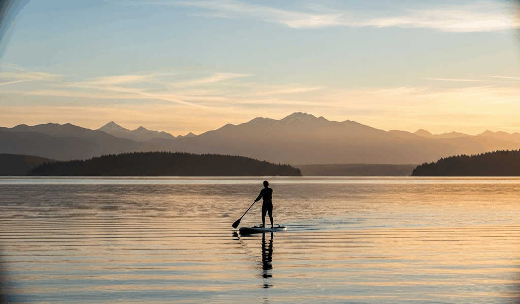 paddleboard Matthews Beach Park north Lake Washington Cascade Mountains