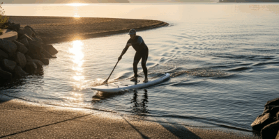 paddleboard Magnuson Park boat ramp Lake Washington Mount Baker morning