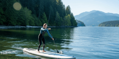 paddleboard Lake Sammamish clear water natural shoreline Eastside