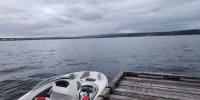 paddleboard drysuit winter cold water Lake Washington Seattle mist