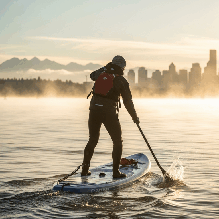 Professional photograph related to: What to Wear Paddleboarding in Cold Water — A Puget Sound Guide.